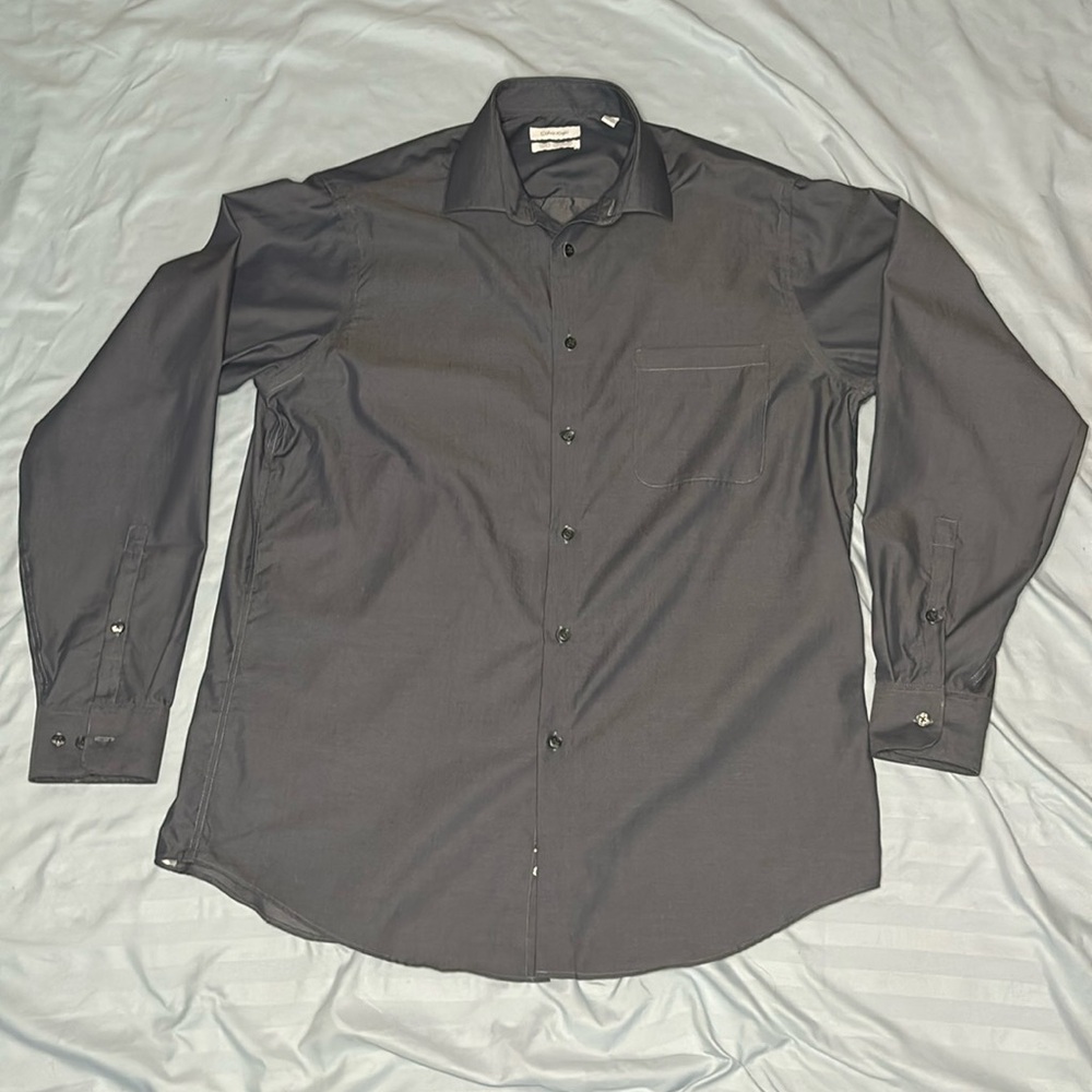 Calvin klein regular fit non-iron button down dress shirt size 16 34/35 โฆ